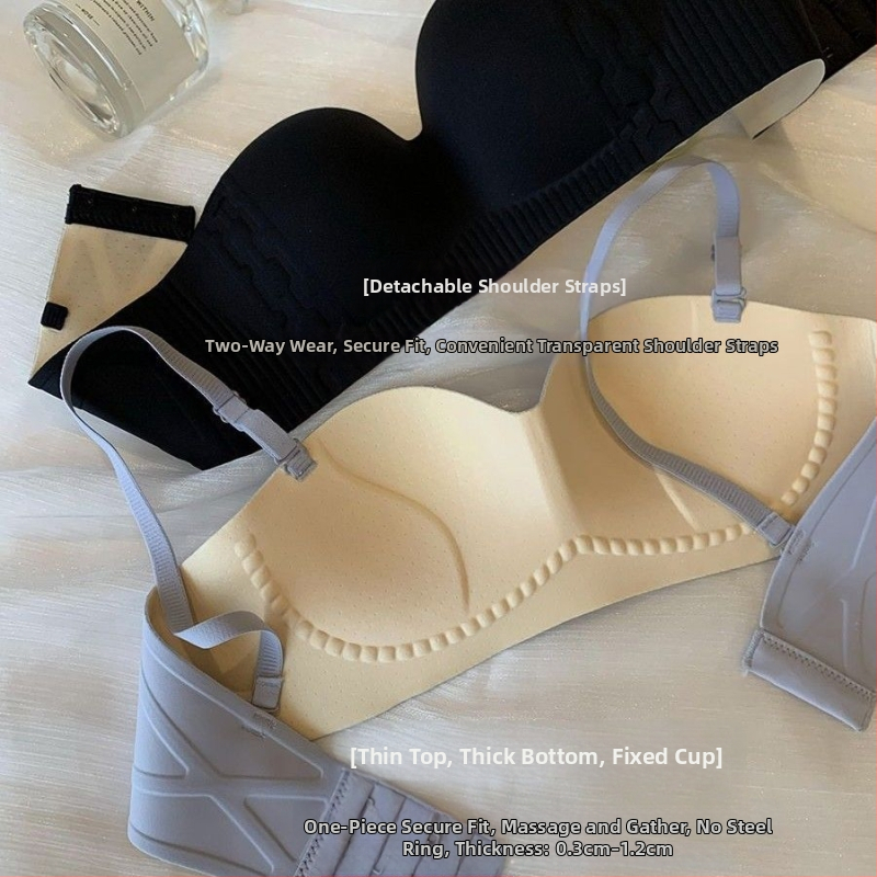 Bezšvová bandeau podprsenka pre ženy, push-up, protišmyková, bezdrôtová, odnímateľné ramienka