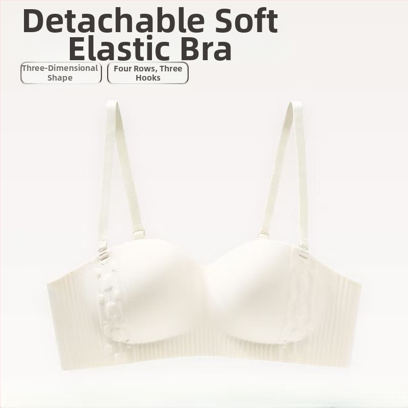 Bezšvová bandeau podprsenka pre ženy, push-up, protišmyková, bezdrôtová, odnímateľné ramienka