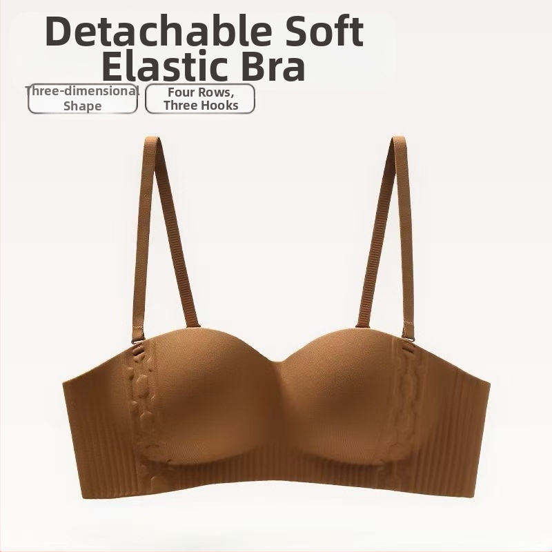 Bezšvová bandeau podprsenka pre ženy, push-up, protišmyková, bezdrôtová, odnímateľné ramienka