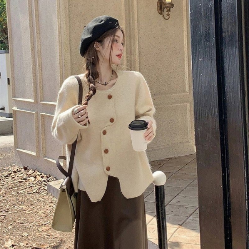 Costum pentru maternitate cu fustă și pulover cu mâneci lungi, fibră acrilică, 80–90% conținut principal, culoare solidă, toamnă 2023