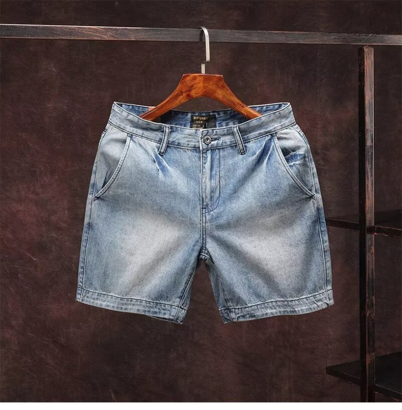 Muški traper šorc retro stila, straight kroj, dužina 3/4, mikroelastičnost