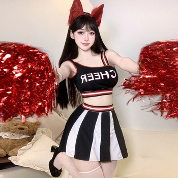 Yan Hao Costum feminin de cheerleading — fustă scurtă, poliester, pentru spectacole pe scenă, toamna 2025