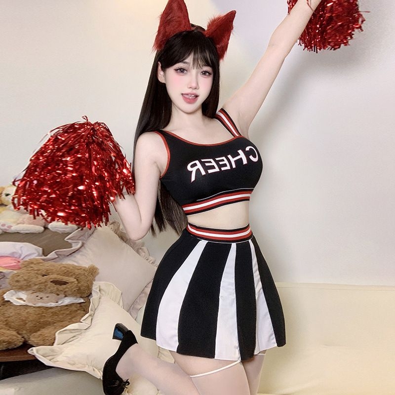 Yan Hao Costum feminin de cheerleading — fustă scurtă, poliester, pentru spectacole pe scenă, toamna 2025