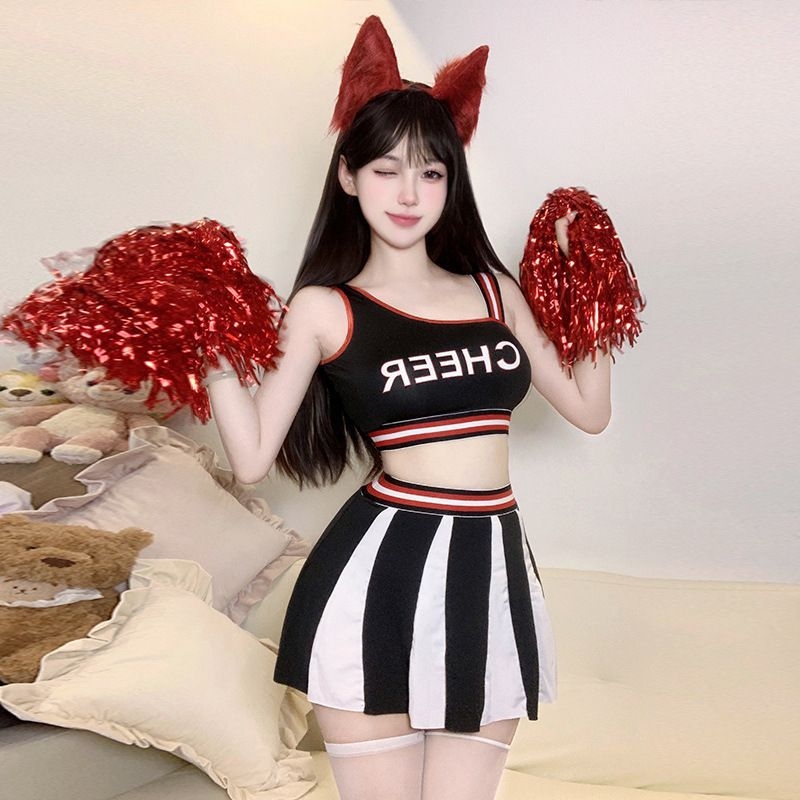 Yan Hao Costum feminin de cheerleading — fustă scurtă, poliester, pentru spectacole pe scenă, toamna 2025