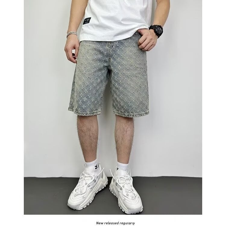 Muške traper kratke hlače — ravni kroj, elastični pojas, pamuk, ljeto, trend (pamuk; ravni kroj; elastični pojas; ljeto; trend)