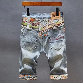 Traper kratke hlače za tinejdžere s izšivkom i poderotinama, korejski stil, uski kroj, mikroelastičnost, ljeto