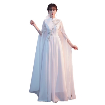 Costum de spectacol Guzheng Erhu, stil chinezesc, fustă lungă, mâneci cu aspect de apă, țesătură Chenille cu 90–95% elastan