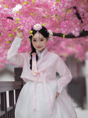 Rochie feminin Hanbok inspirată pentru ședințe foto, stil curte, patru anotimpuri (Material: plasă; Compoziție principală: poliester 50–70%; Sezon: primăvara 2025; Vârstă: 18–24)