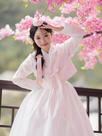 Rochie feminin Hanbok inspirată pentru ședințe foto, stil curte, patru anotimpuri (Material: plasă; Compoziție principală: poliester 50–70%; Sezon: primăvara 2025; Vârstă: 18–24)