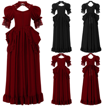 Rochie de seară în stil palat european retro pentru reprezentații pe scenă, jacquard poliester (Primăvara 2025)
