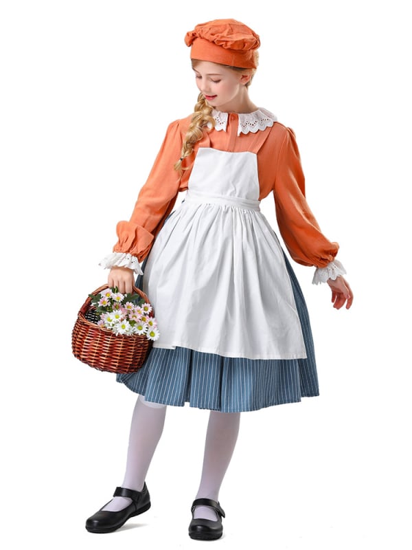 Dječja scenasti cosplay haljina – vrtna sobarica stil, poliester 70–80%, izlazak 2025. jesen, model 5842, za djevojčice do 17 godina