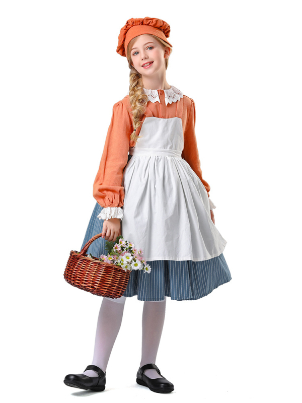 Dječja scenasti cosplay haljina – vrtna sobarica stil, poliester 70–80%, izlazak 2025. jesen, model 5842, za djevojčice do 17 godina