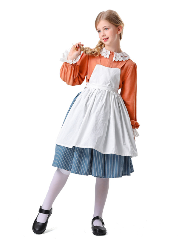 Dječja scenasti cosplay haljina – vrtna sobarica stil, poliester 70–80%, izlazak 2025. jesen, model 5842, za djevojčice do 17 godina