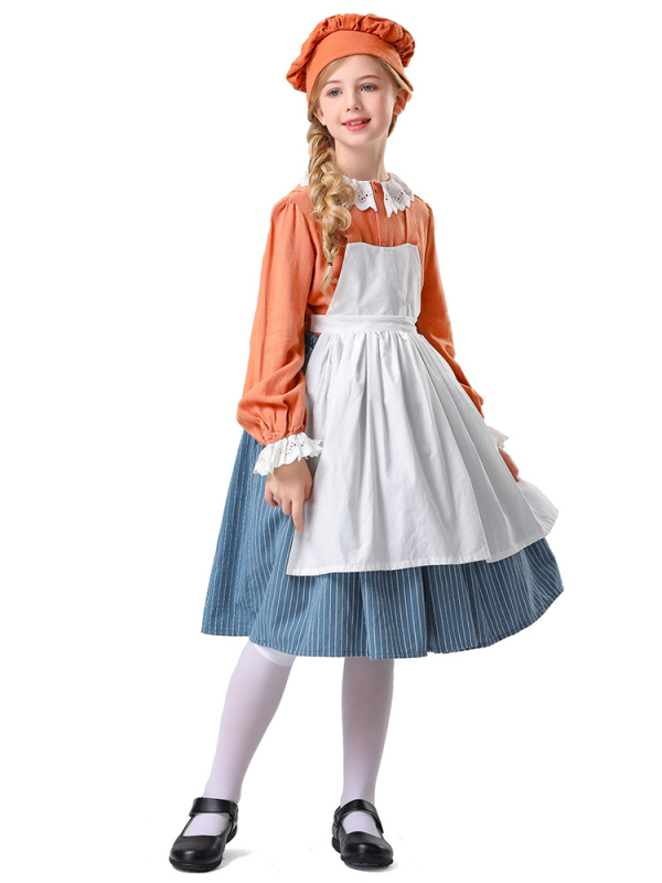 Dječja scenasti cosplay haljina – vrtna sobarica stil, poliester 70–80%, izlazak 2025. jesen, model 5842, za djevojčice do 17 godina