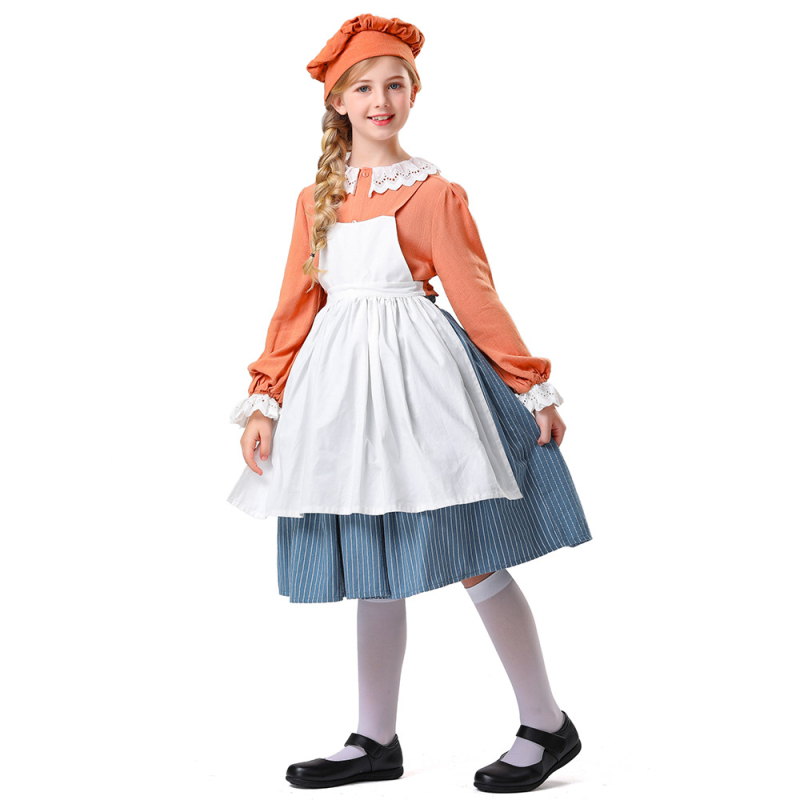 Dječja scenasti cosplay haljina – vrtna sobarica stil, poliester 70–80%, izlazak 2025. jesen, model 5842, za djevojčice do 17 godina