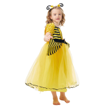 Costum cosplay pentru copii pentru Bee Festival pentru reprezentații pe scenă; poliester cu elastan; pentru fete sub 17 ani; primăvara 2025; fără guler