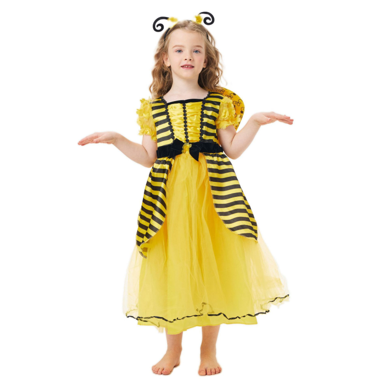 Costum cosplay pentru copii pentru Bee Festival pentru reprezentații pe scenă; poliester cu elastan; pentru fete sub 17 ani; primăvara 2025; fără guler