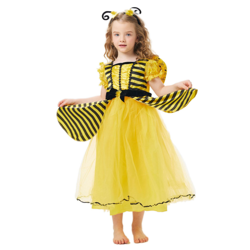 Costum cosplay pentru copii pentru Bee Festival pentru reprezentații pe scenă; poliester cu elastan; pentru fete sub 17 ani; primăvara 2025; fără guler