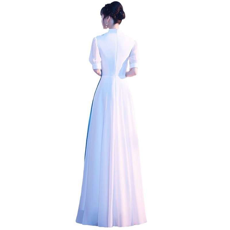 Rochie de reprezentație de cor pentru eleve, rochie lungă pentru concurs de cântat, costum de dans etnic, țesătură poliester și clorură de vinil, vara 2024