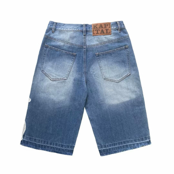 Muške traper šorc s vezom, kapri duljina, ravni kroj, mikroelastičnost, pamukova smjesa