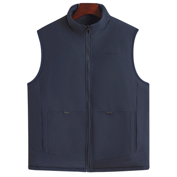 Vesta bărbați cu căptușeală din fleece, guler înalt, fermoar, croială lejeră, pentru iarnă (guler înalt, fleece, fermoar, croială lejeră, iarnă)