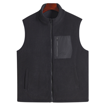 Vesta bărbați cu căptușeală din fleece, guler înalt, fermoar, croială lejeră, pentru iarnă (guler înalt, fleece, fermoar, croială lejeră, iarnă)