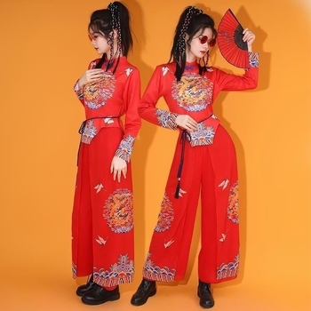 Kan Lai Costum unisex pentru dansul pătrat cu tobe, stil etnic chinezesc, țesătură chenille cu 90–95% spandex, lansare primăvara 2025