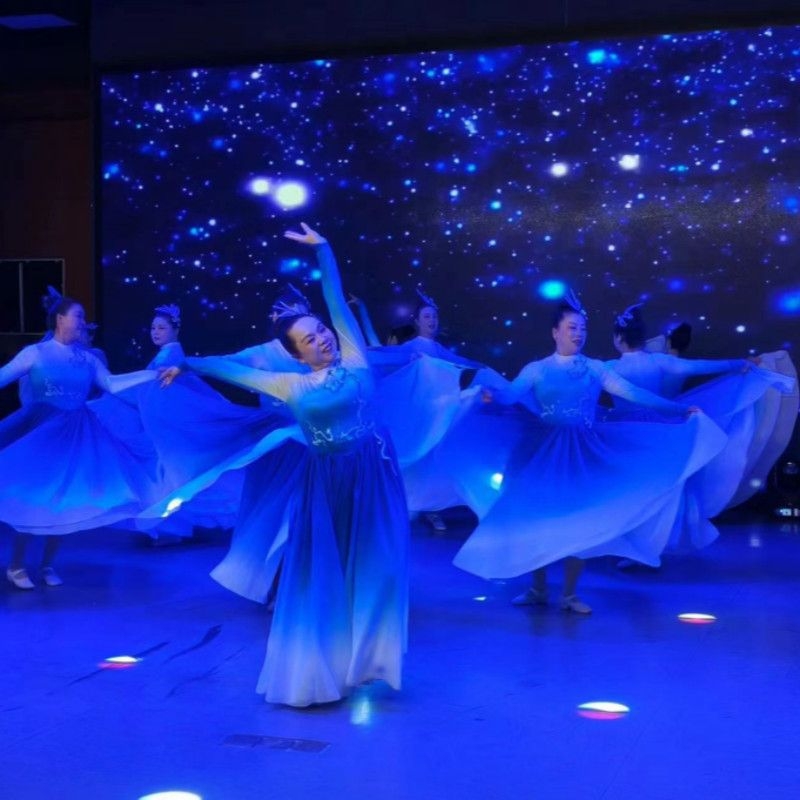 Fustă lungă de dans pentru costum popular (Brand: One Xu; Material: Chenille; Conținut Spandex: <30%; Destinat pentru: dansuri folklorice; Sezon: Primăvara 2025)