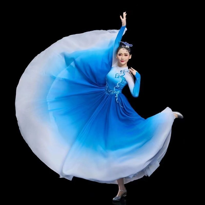 Fustă lungă de dans pentru costum popular (Brand: One Xu; Material: Chenille; Conținut Spandex: <30%; Destinat pentru: dansuri folklorice; Sezon: Primăvara 2025)