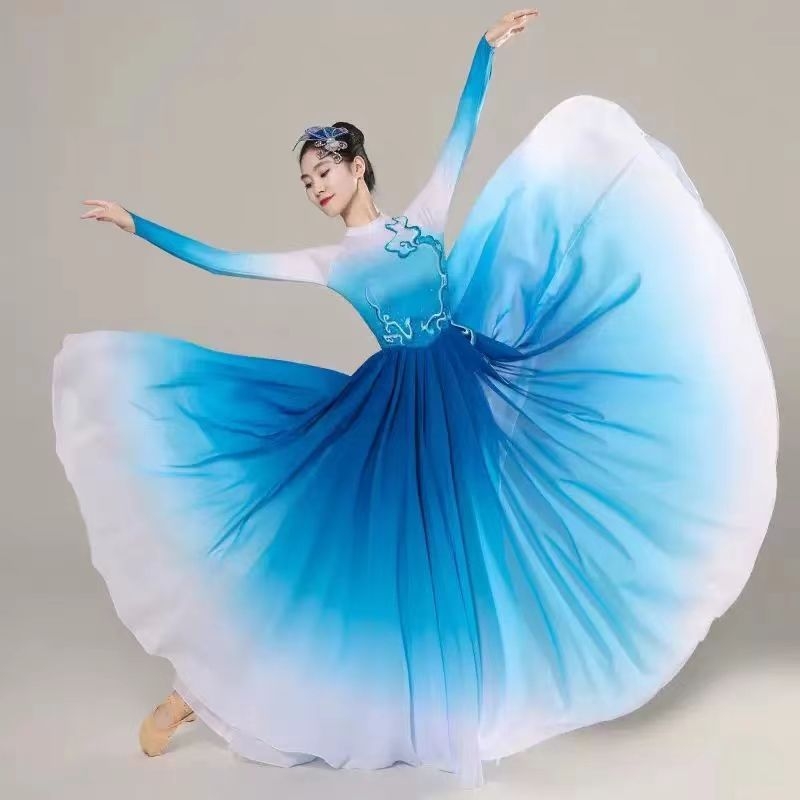 Fustă lungă de dans pentru costum popular (Brand: One Xu; Material: Chenille; Conținut Spandex: <30%; Destinat pentru: dansuri folklorice; Sezon: Primăvara 2025)