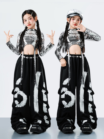 Детски комплект за джаз танц с дълъг ръкав и дълги панталони за уличен танц, 100% ацетатна тъкан, мека обработка, есен 2025