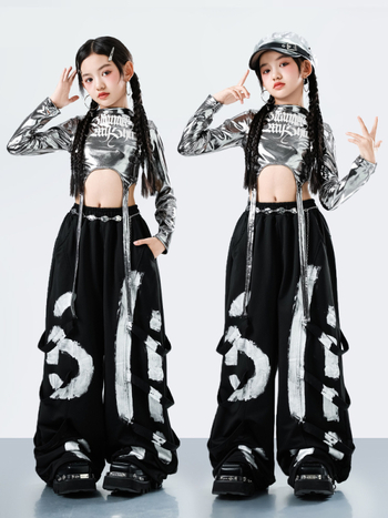 Детски комплект за джаз танц с дълъг ръкав и дълги панталони за уличен танц, 100% ацетатна тъкан, мека обработка, есен 2025