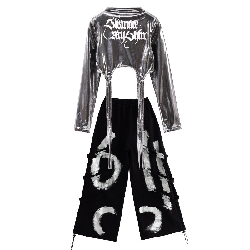 Детски комплект за джаз танц с дълъг ръкав и дълги панталони за уличен танц, 100% ацетатна тъкан, мека обработка, есен 2025