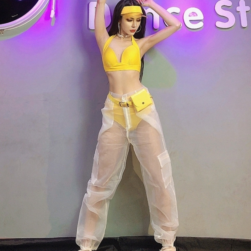 Set de dans Belly dance: unisex, poliester cu plasă transparentă, pantaloni transparenți și top în stil bikini, vara 2022
