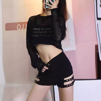 Дамски танцови шорти с висока талия, ултра тънък полиестер 80-90%, микроеластичност, подходящи за танци и сцена