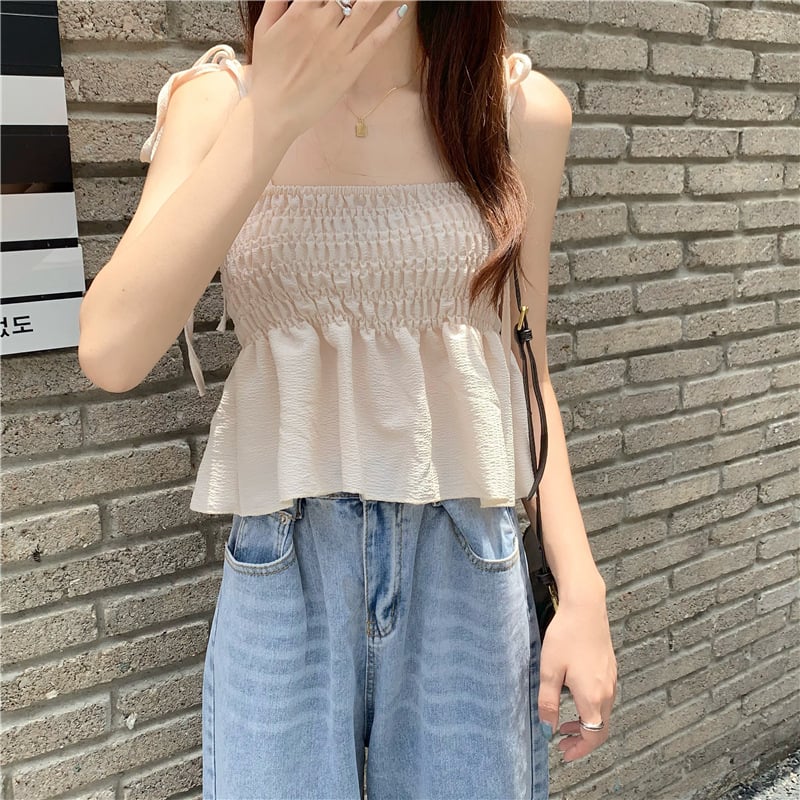 Камизол топ - слинг стил, слим фит, полиестер, стандартна дължина, еднотонен модел