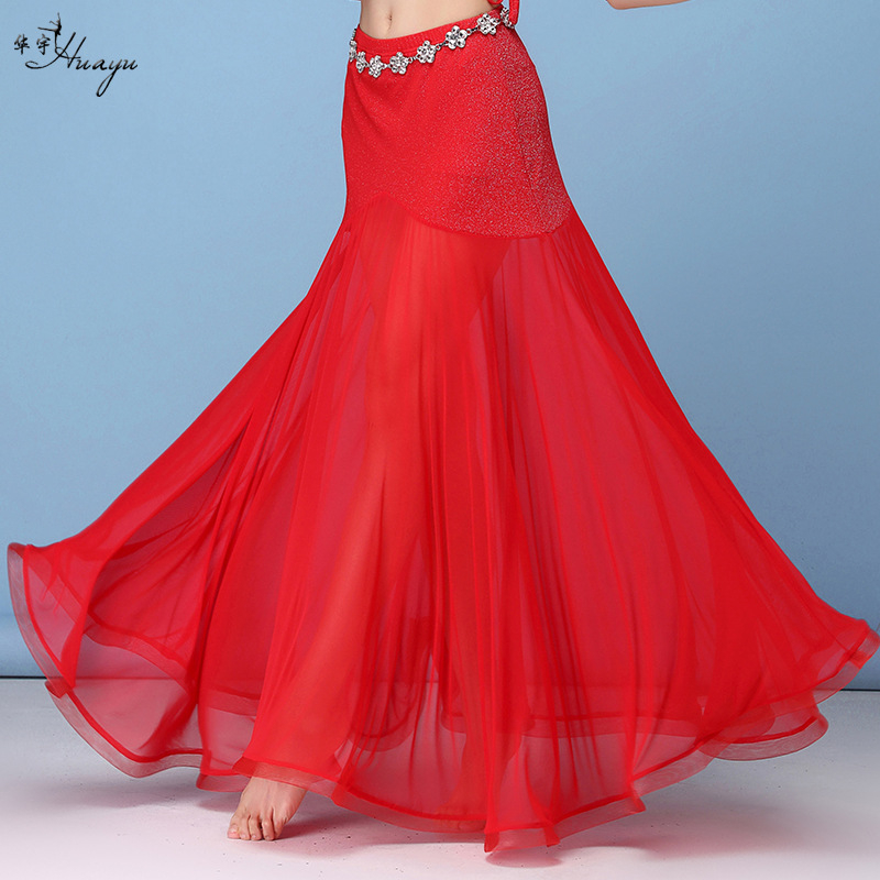 Női has-tánc edzés szoknya nylon alapanyagból és hálós anyagból, hosszú uszonyos siluettal