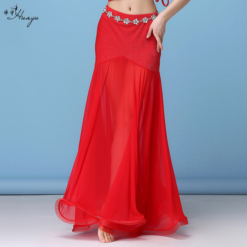 Női has-tánc edzés szoknya nylon alapanyagból és hálós anyagból, hosszú uszonyos siluettal