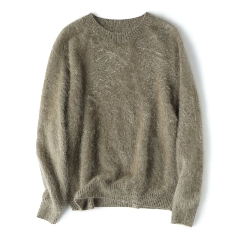 Pulover od brušenog kašmira s kapuljom, slobodan kroj, okrugli izrez, dugi rukavi, 95% kašmir