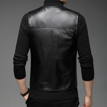 PERRY BURRY γνήσιο δερμάτινο γιλέκο, V-λαιμού, χωρίς μανίκια, ίσια γραμμή, μονόπερκο κούμπωμα, κύριο ύφασμα: δέρμα προβάτου