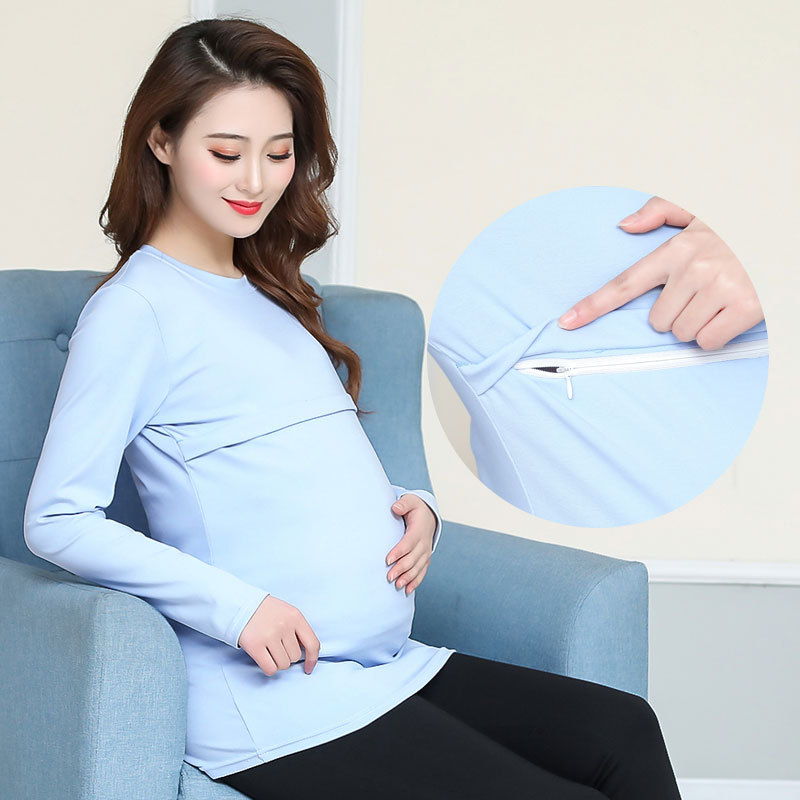 Maternitet dojčingski top, pleteni bazni gornji dio s otvorom za dojenje, dugi rukav, okrugli izrez, duljina 50–65 cm, pamuk 90–95%, spandeks <30%.