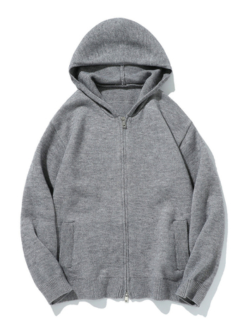 Ανδρικός πλεκτός καρντάγκαν με κουκούλα, σε ιαπωνικό ρετρό στυλ, χαλαρή γραμμή, μακριά μανίκια, ύφασμα από ακρυλικό μείγμα, χειμερινό μοντέλο 2025