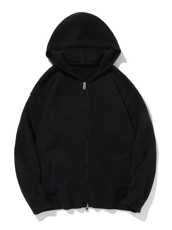 Ανδρικός πλεκτός καρντάγκαν με κουκούλα, σε ιαπωνικό ρετρό στυλ, χαλαρή γραμμή, μακριά μανίκια, ύφασμα από ακρυλικό μείγμα, χειμερινό μοντέλο 2025