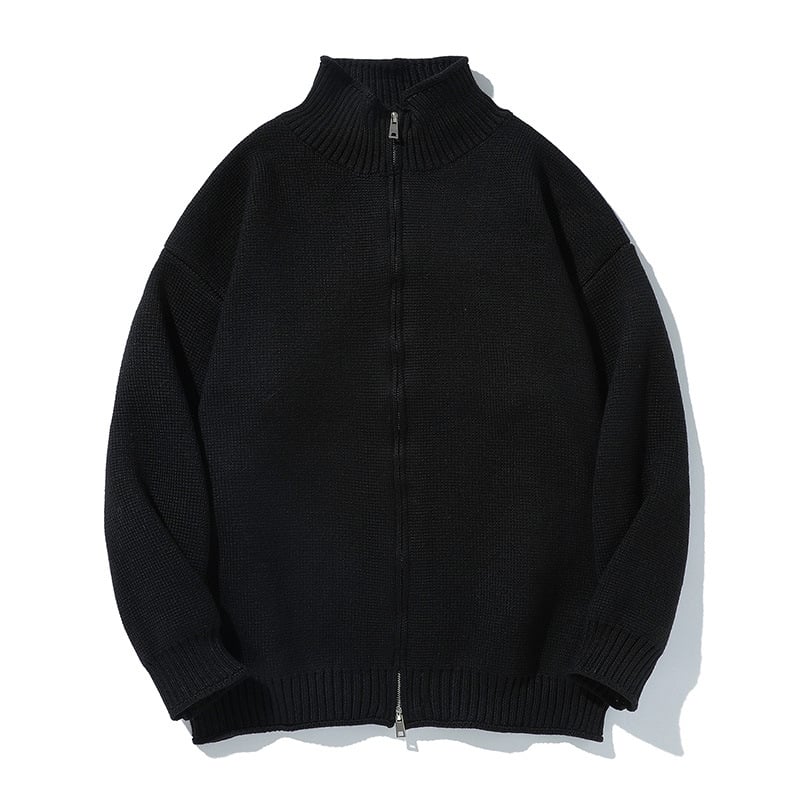 Ανδρικός πλεκτός καρντάγκαν με κουκούλα, σε ιαπωνικό ρετρό στυλ, χαλαρή γραμμή, μακριά μανίκια, ύφασμα από ακρυλικό μείγμα, χειμερινό μοντέλο 2025