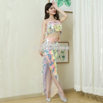 Orientális tánc készlet csípő kendővel és halfarok-szoknyával, tojás alakú flitterekkel, Modal/pamut keverék, 2021 tavasz