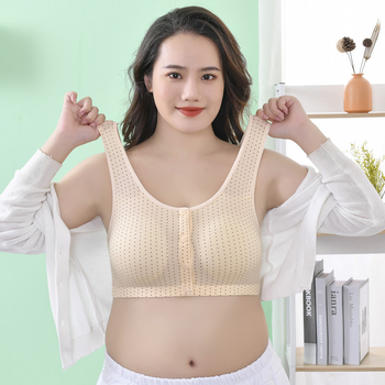 Meifan Sutien de alăptare respirabil, mărime Plus; Material: fibre bamboo + viscoză; Căptușeală din bumbac 97%; nasturi frontali cu imprimeu punctat; Cupă completă; Bretele fixe duble