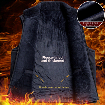 Pánska vesta s kapucňou, fleecovou podšívkou, cordurytkanina, viaceré vrecká, zips