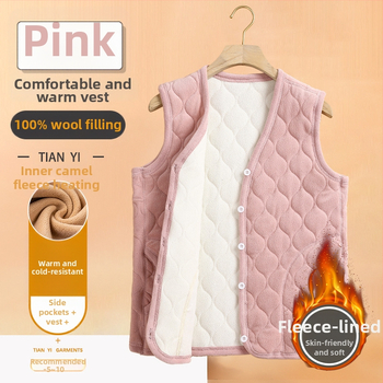 Vlnená vesta pre seniorov, jednofarebný vzor, vidiecky štýl, literárne retro detaily, bežná dĺžka 50–65 cm