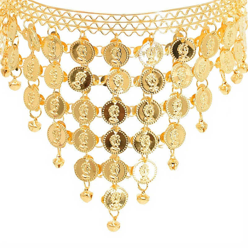 Εθνο-στυλ από κράμα, τριγωνικός κεφαλόδεσμος με δίσκους κουδουνιών για χορό της κοιλιάς