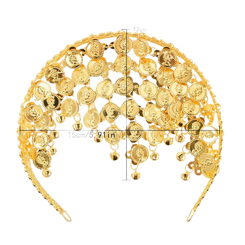 Εθνο-στυλ από κράμα, τριγωνικός κεφαλόδεσμος με δίσκους κουδουνιών για χορό της κοιλιάς